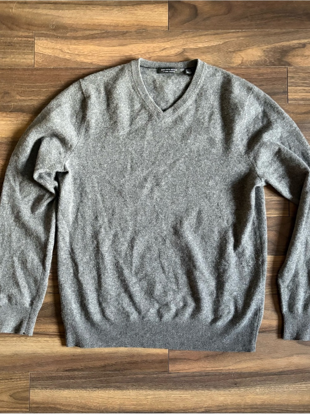 Saks Fifth Avenue Men's V-Neck Sweater - Gray